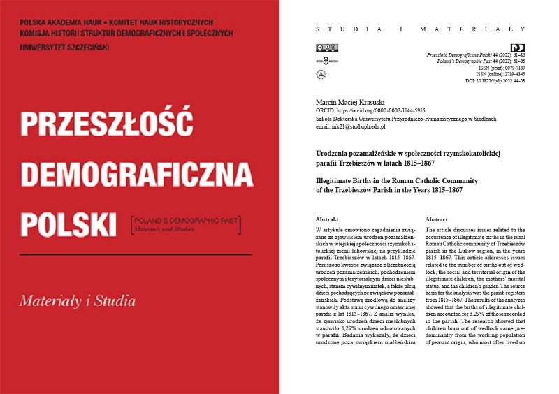 okladka czasopisma przeszlosc demograficzna i pierwsza strona artykulu